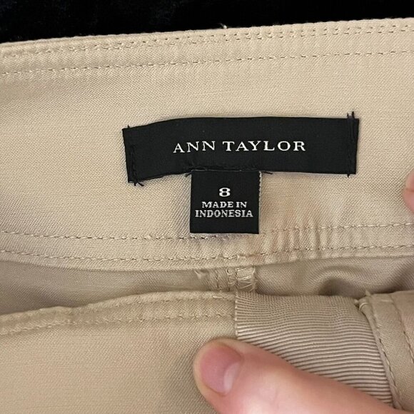 Ann Taylor Zip Front Khaki Mini Skirt Size 8 Front Pockets Cotton Blend - Picture 6 of 9
